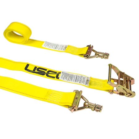 Us Cargo Control 2" x 12' Yellow E Track Strap w/ Spring E-Fittings & Double Stud 5312SEFDS-Y